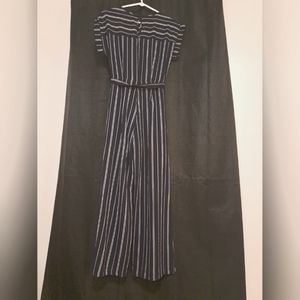 Monteau Womens Jumpsuit Stiped Navy